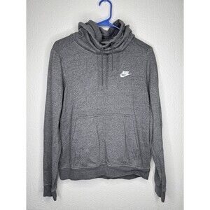 Nike Mid Weight Cotton Blend Cowl Neck Hoodie Sweatshirt (Women's Medium) Gray
